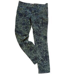 Pilcro & the Letterpress Anthropologie Green Black Floral Corduroy Jeans Size 30